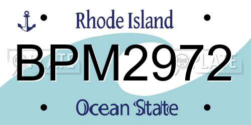 BPM2972 Rhode Island License Plate