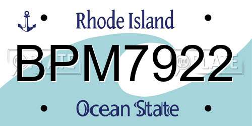 BPM7922 Rhode Island License Plate
