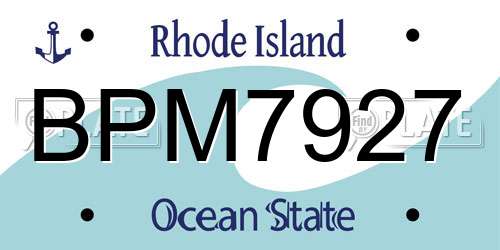 BPM7927 Rhode Island License Plate