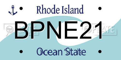 BPNE21 Rhode Island License Plate