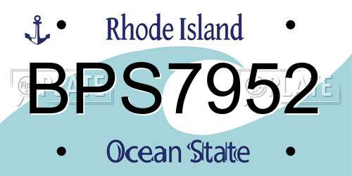 BPS7952 Rhode Island License Plate
