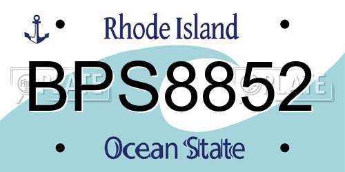 BPS8852 Rhode Island License Plate
