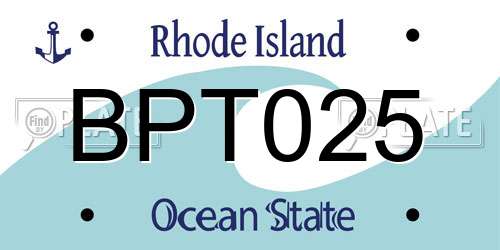 BPT025 Rhode Island License Plate