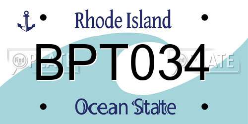 BPT034 Rhode Island License Plate