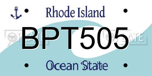 BPT505 Rhode Island License Plate