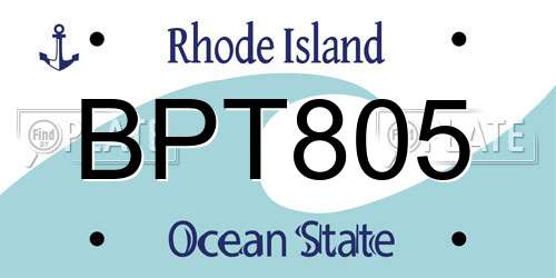 BPT805 Rhode Island License Plate