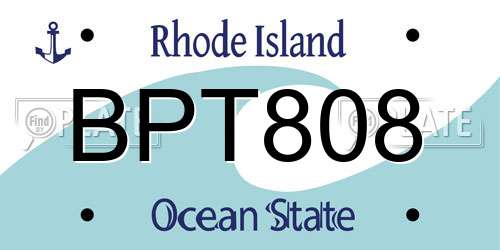 BPT808 Rhode Island License Plate