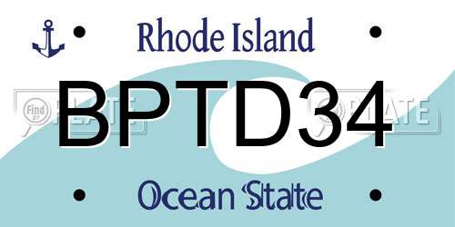 BPTD34 Rhode Island License Plate