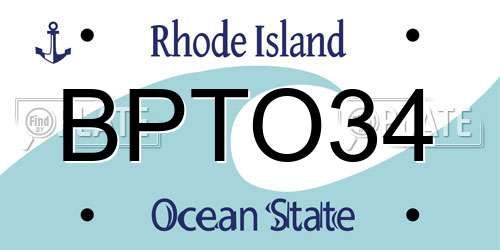 BPTO34 Rhode Island License Plate