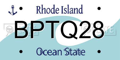 BPTQ28 Rhode Island License Plate