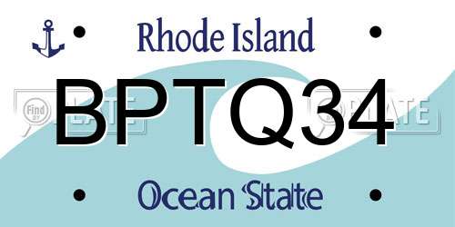 BPTQ34 Rhode Island License Plate