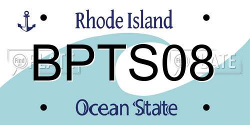 BPTS08 Rhode Island License Plate