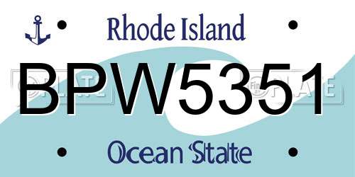 BPW5351 Rhode Island License Plate