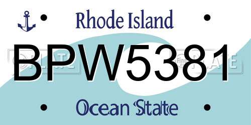 BPW5381 Rhode Island License Plate