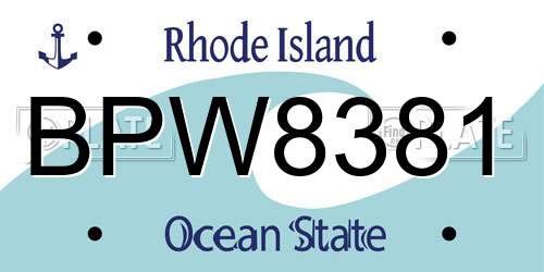 BPW8381 Rhode Island License Plate
