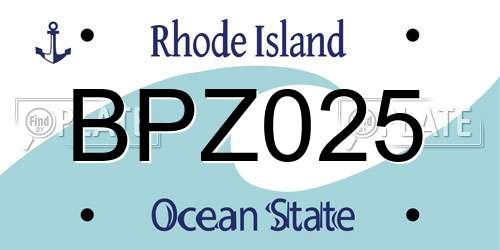 BPZ025 Rhode Island License Plate