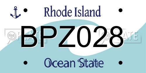 BPZ028 Rhode Island License Plate