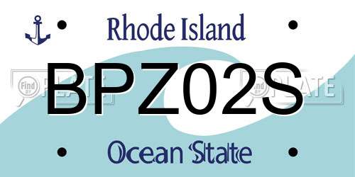 BPZ02S Rhode Island License Plate