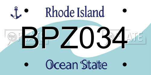 BPZ034 Rhode Island License Plate