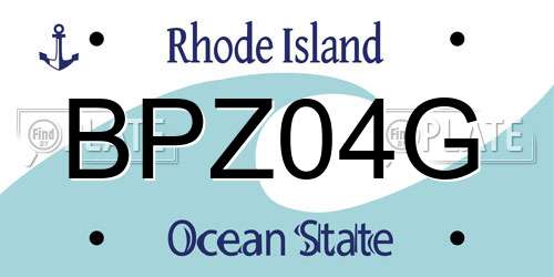 BPZ04G Rhode Island License Plate