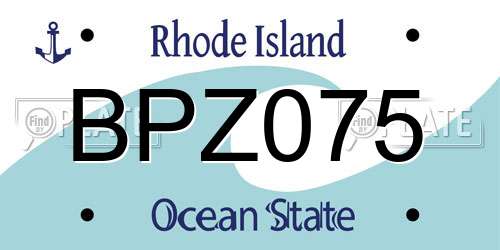 BPZ075 Rhode Island License Plate