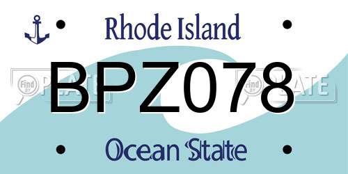 BPZ078 Rhode Island License Plate