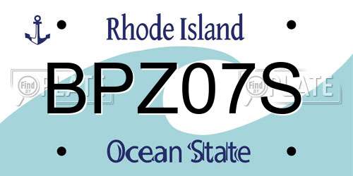 BPZ07S Rhode Island License Plate