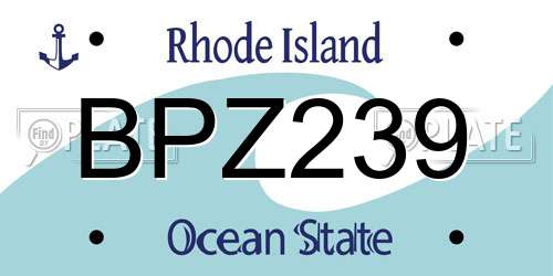 BPZ239 Rhode Island License Plate