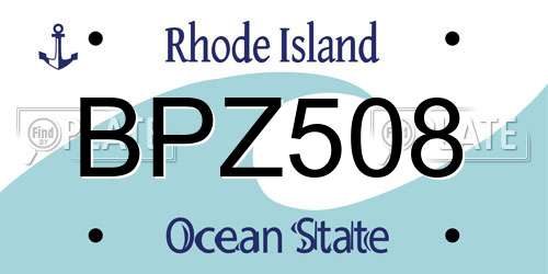 BPZ508 Rhode Island License Plate