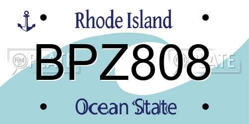 BPZ808 Rhode Island License Plate