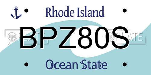 BPZ80S Rhode Island License Plate