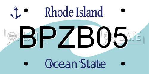 BPZB05 Rhode Island License Plate
