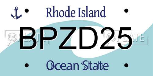 BPZD25 Rhode Island License Plate