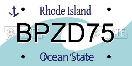 BPZD75 Rhode Island License Plate