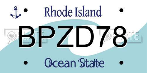 BPZD78 Rhode Island License Plate