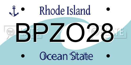 BPZO28 Rhode Island License Plate