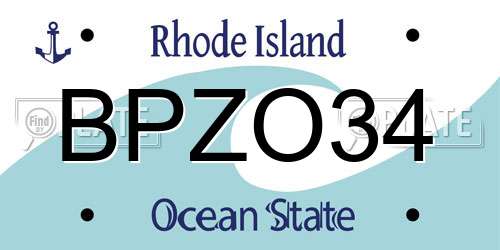 BPZO34 Rhode Island License Plate