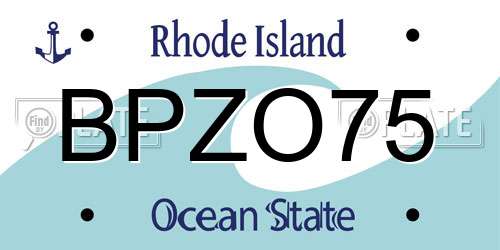 BPZO75 Rhode Island License Plate