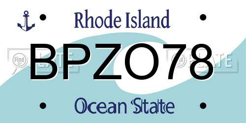 BPZO78 Rhode Island License Plate