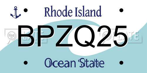 BPZQ25 Rhode Island License Plate