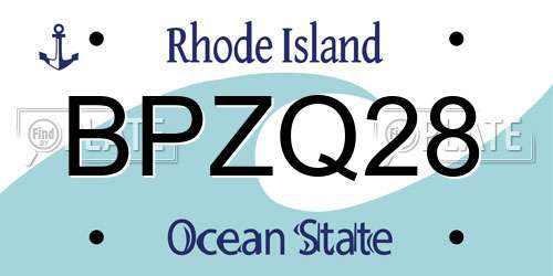 BPZQ28 Rhode Island License Plate