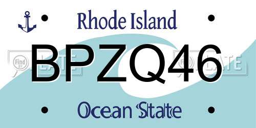 BPZQ46 Rhode Island License Plate