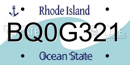 BQ0G321 Rhode Island License Plate