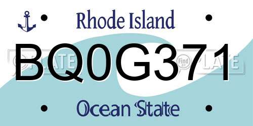 BQ0G371 Rhode Island License Plate
