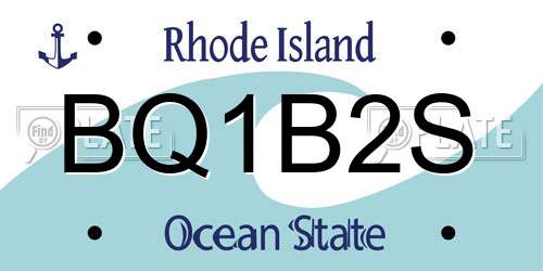 BQ1B2S Rhode Island License Plate