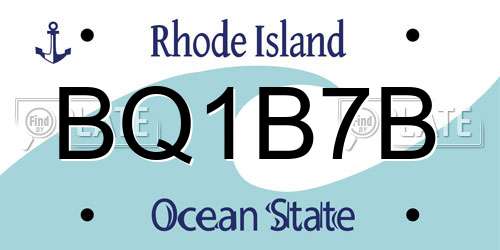BQ1B7B Rhode Island License Plate