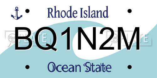 BQ1N2M Rhode Island License Plate