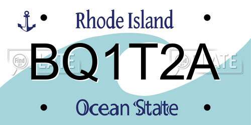 BQ1T2A Rhode Island License Plate
