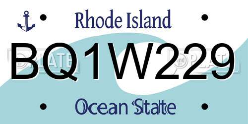 BQ1W229 Rhode Island License Plate