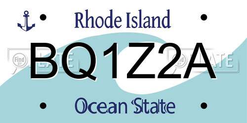 BQ1Z2A Rhode Island License Plate